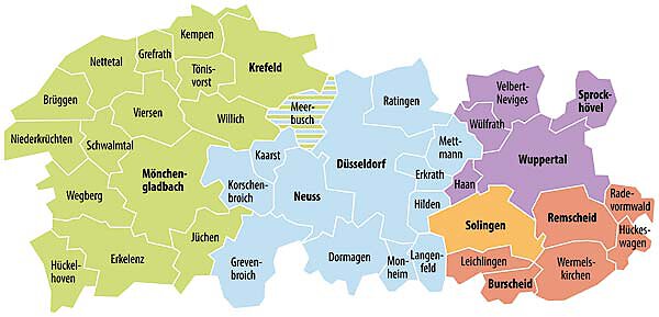 Verbreitungskarte der Westdeutschen Zeitung