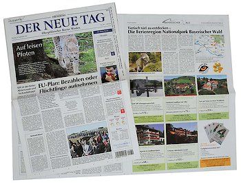 Werbung für Nationalpark Bayerischer Wald in Der Neue Tag Weiden